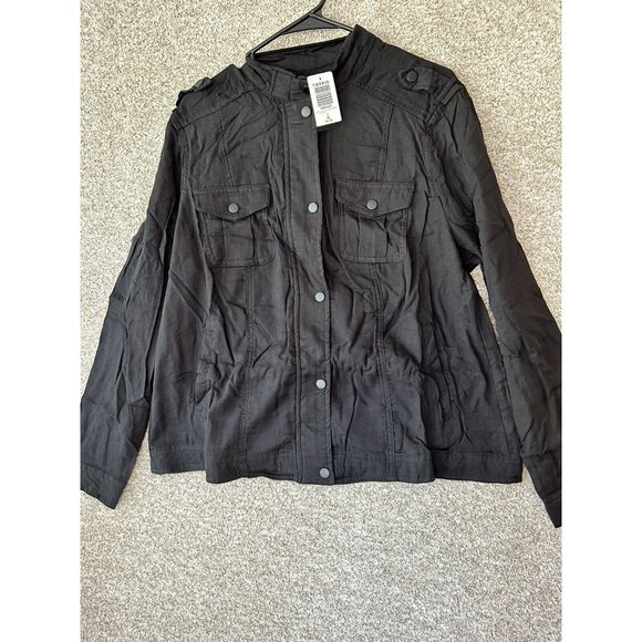 Torrid Dual Fold Military Lightweight Full Zip Bomber Jacket in Black Size 1X - Picture 1 of 5